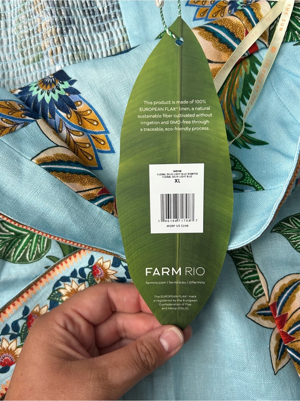 Farm Rio Floral Delhi Light Blue Romper - Picture 8 of 10